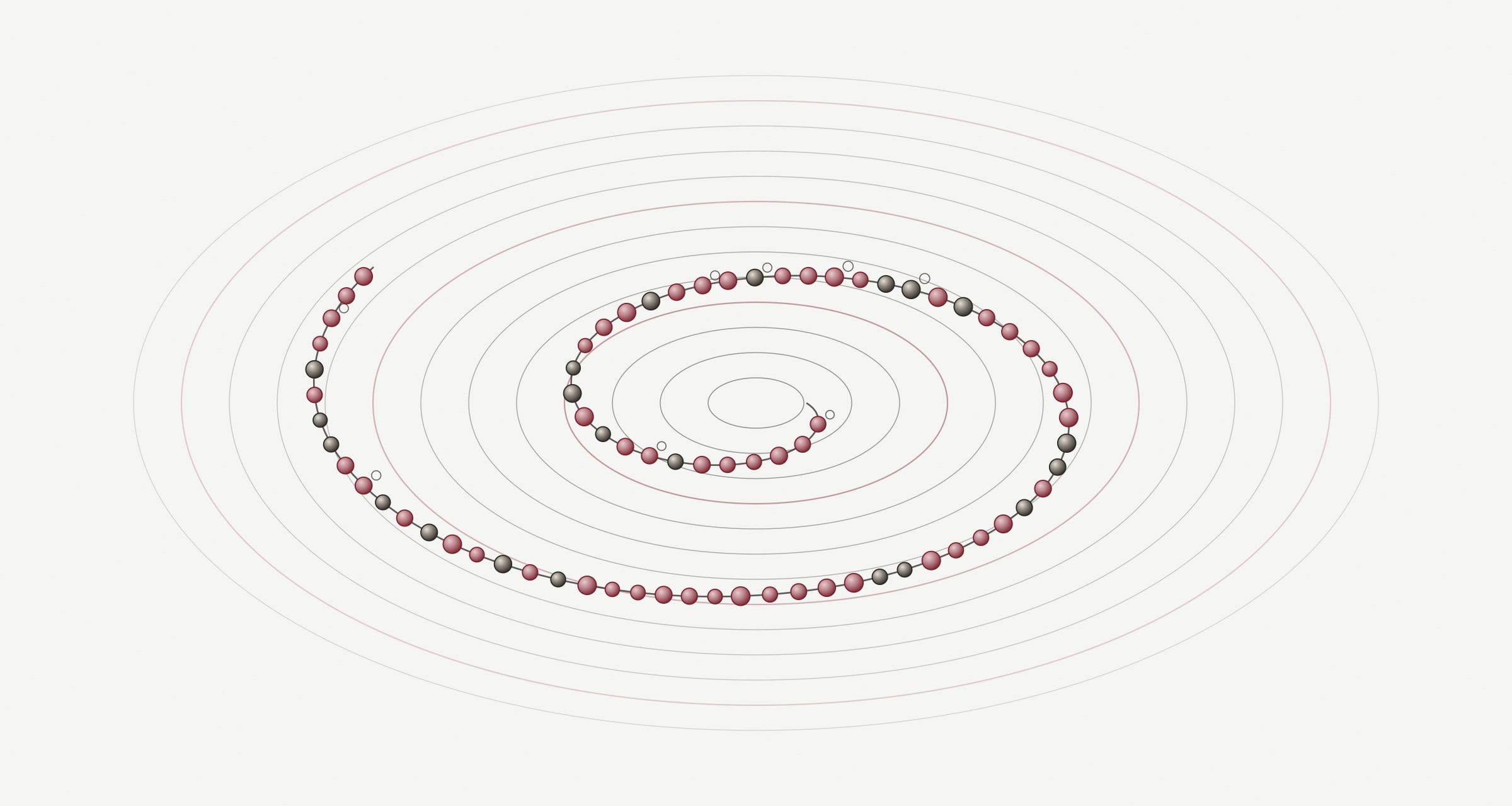 Plate: a bead chain spiralling outward through concentric pulse rings, suggesting pulsatile hormone release