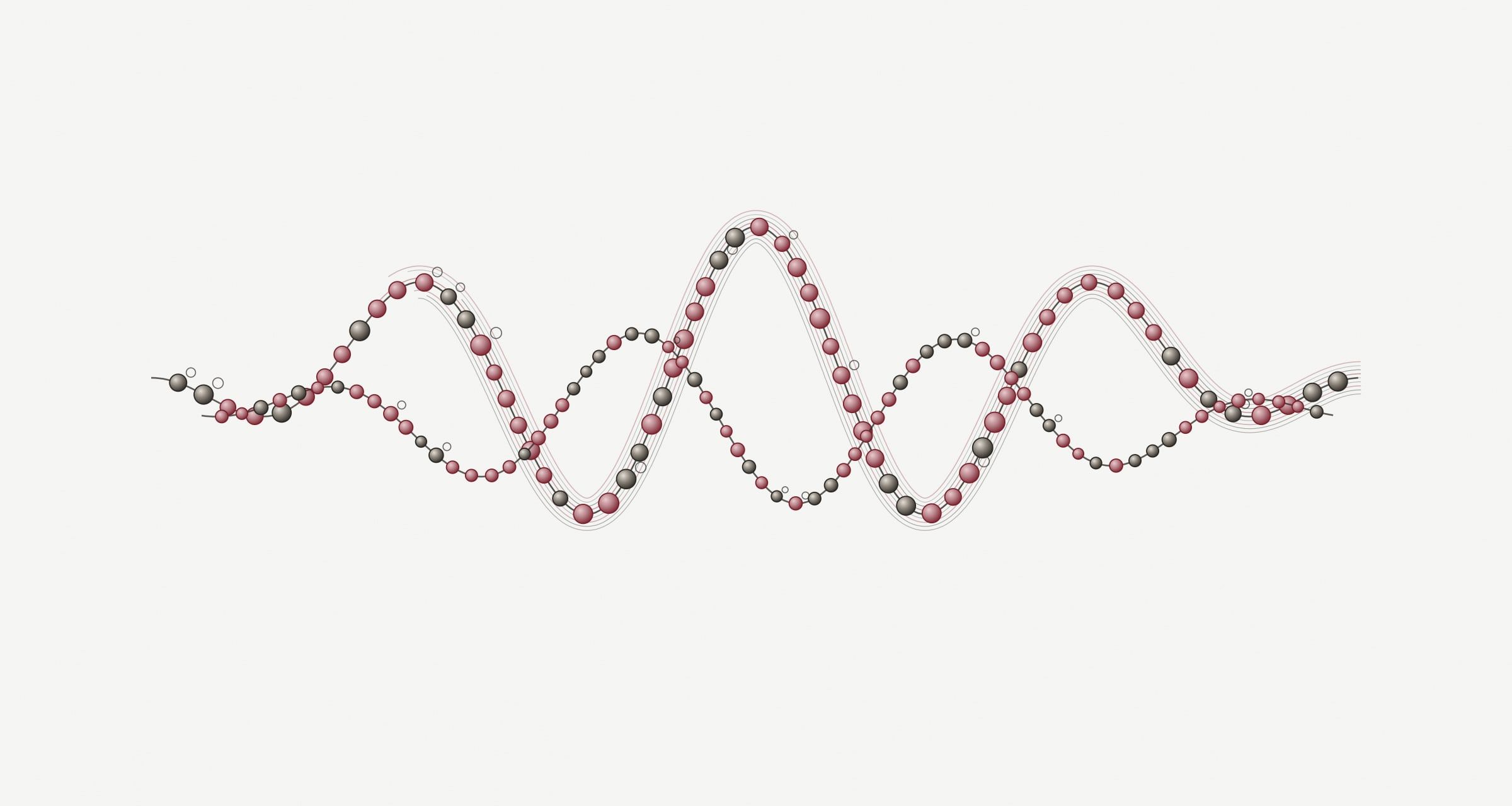 Plate: two bead chains twisting around each other like a helical peptide backbone