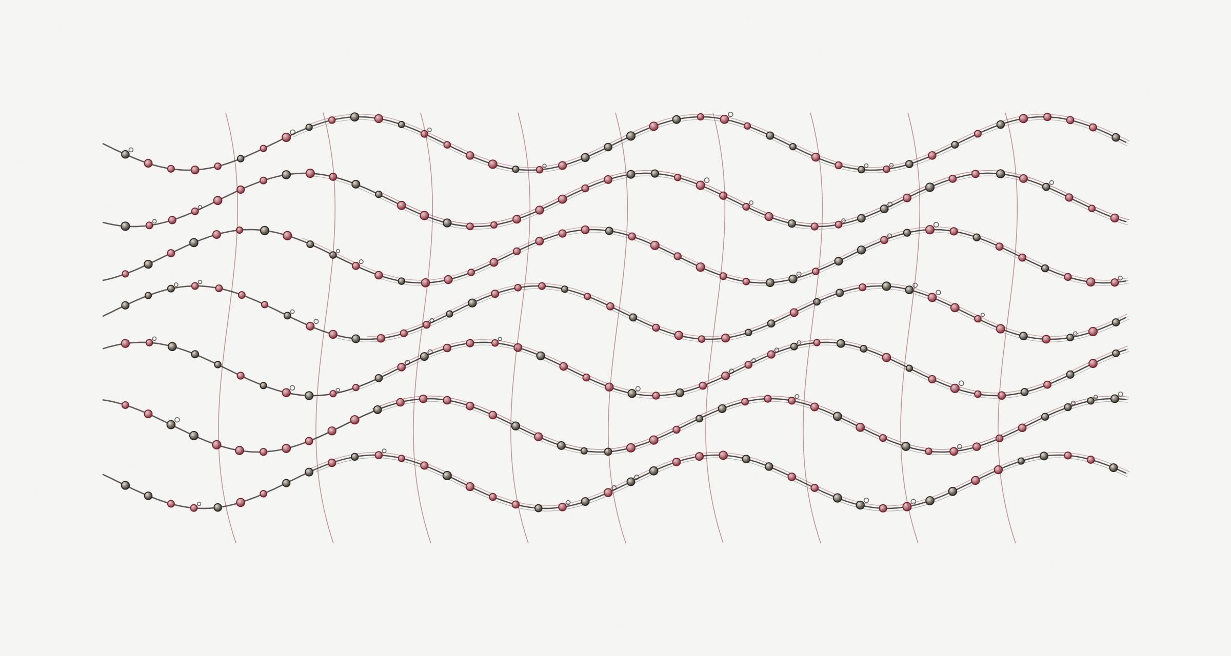 Plate: parallel wavy bead chains crossed by fine fibers, like a woven tissue matrix